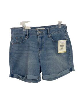 Levi Strauss Signature Womens Mid Rise Stretch Denim Shorts Size 6 Light Wash